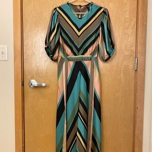 Zara Multi Color Silk Stripe Dress Sz S